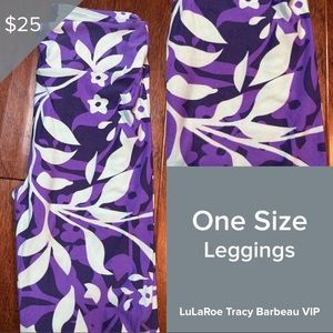 LuLaRoe OS Leggings in Purple and White